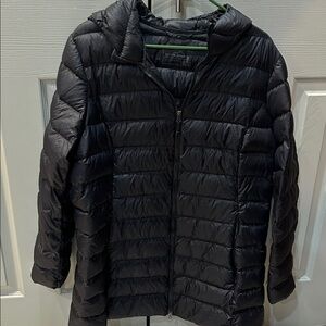 EDDIE BAUER 650 packable down coat women XXLBLACK HOOD WARM WINTER JACKET puffer